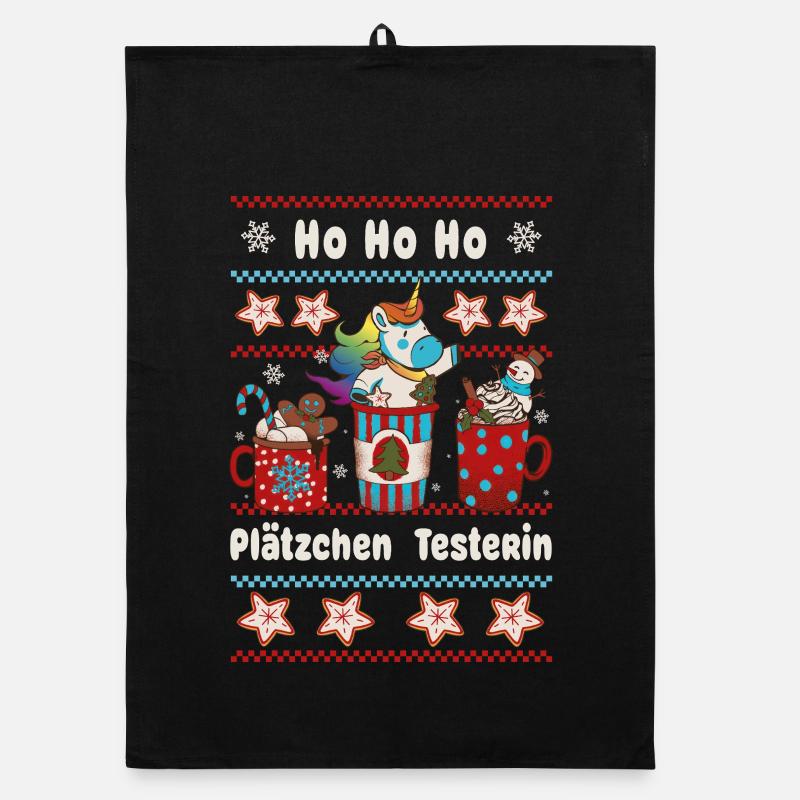 HO HO Plätzchen Testerin Weihnachten mit Einhorn Organic Geschirrtuch