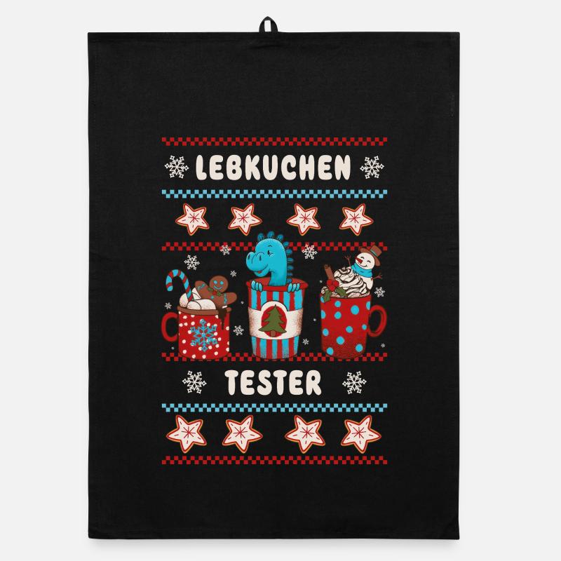 Christmas Gingerbread Tester with Dino Organic dish towel