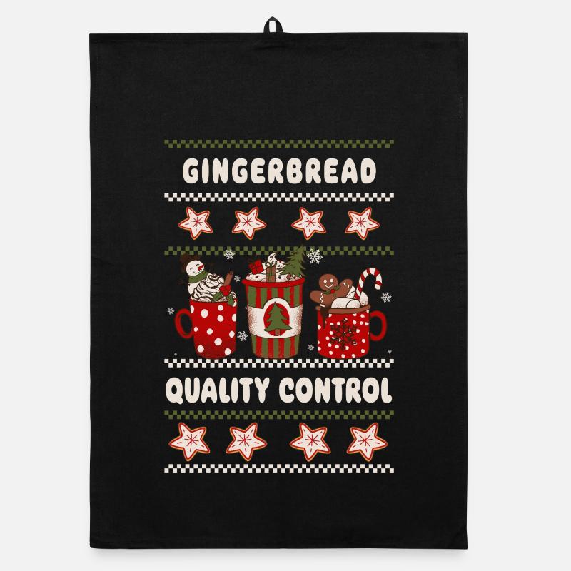 Gingerbread Quality Control - Weihnachten Organic Geschirrtuch