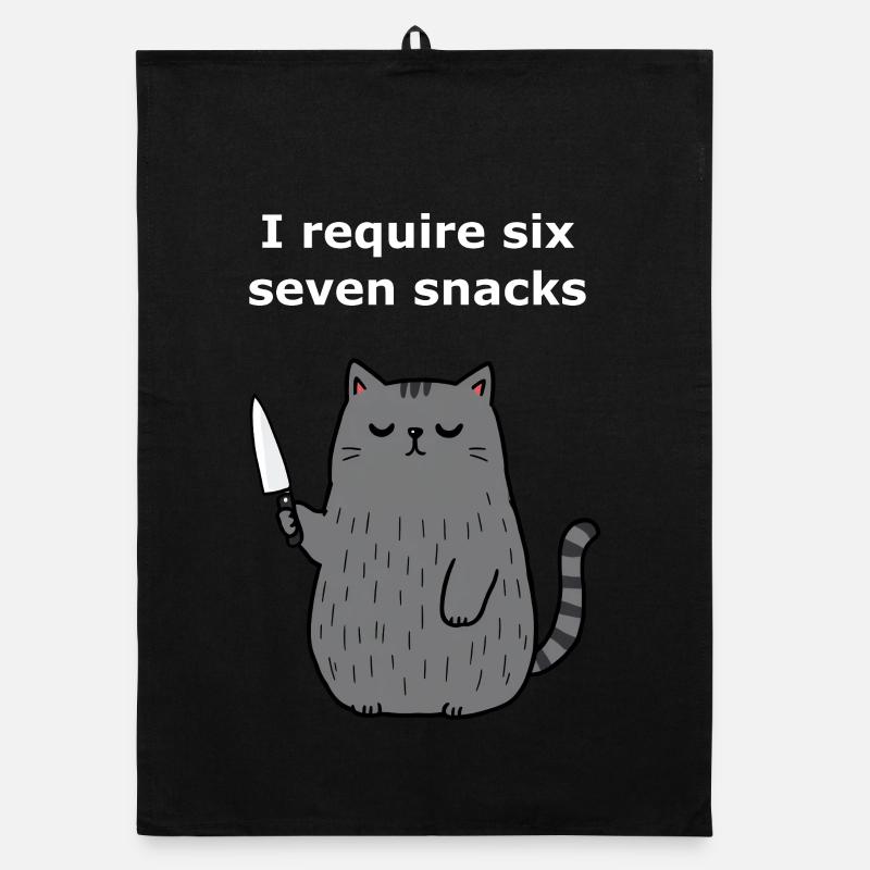 6-7 Internet Meme 6 7 Snack Katze - Organic Geschirrtuch - Schwarz