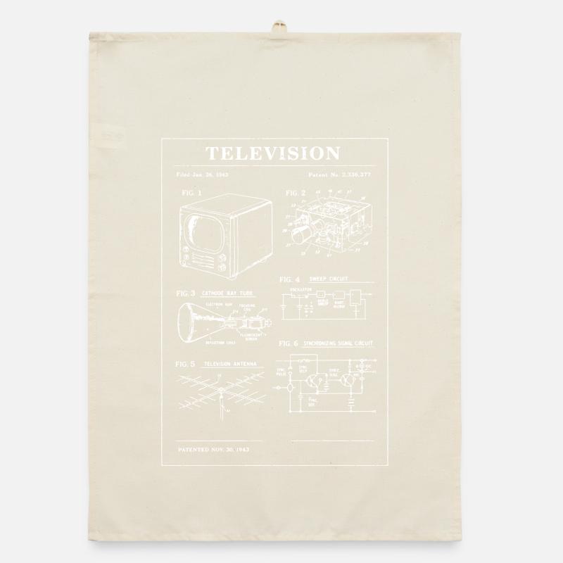 Retro-Fernseh-Bauplan Organic Geschirrtuch