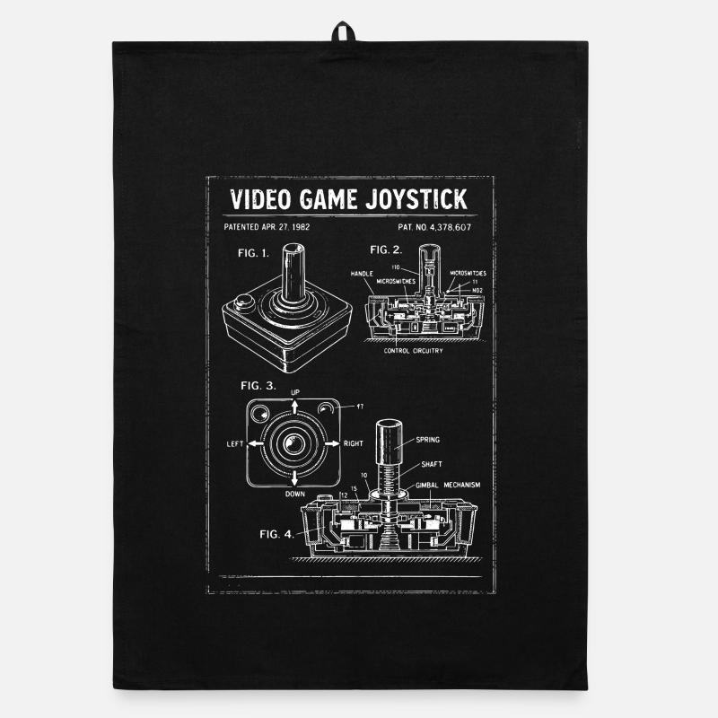 Retro Joystick Blueprint Organic dish towel