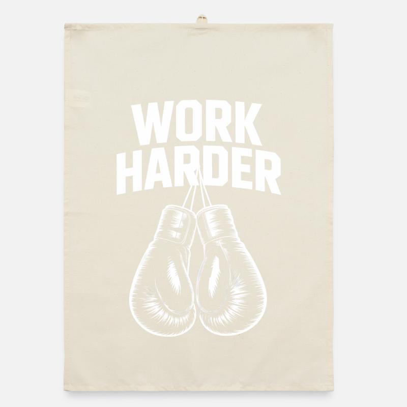 Work Harder - Cool Boxing Motivation Tee Organic dish towel