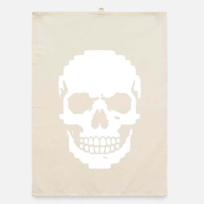 Pixel Totenkopf Schädel 8-Bit Organic Geschirrtuch