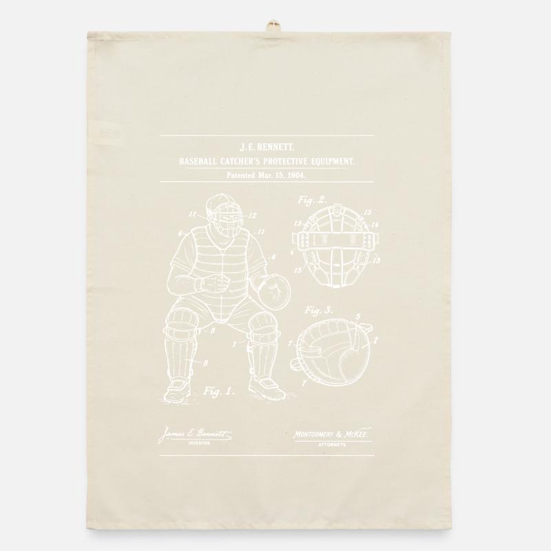 Plan d’édition vintage pour receveur de baseball Torchon bio