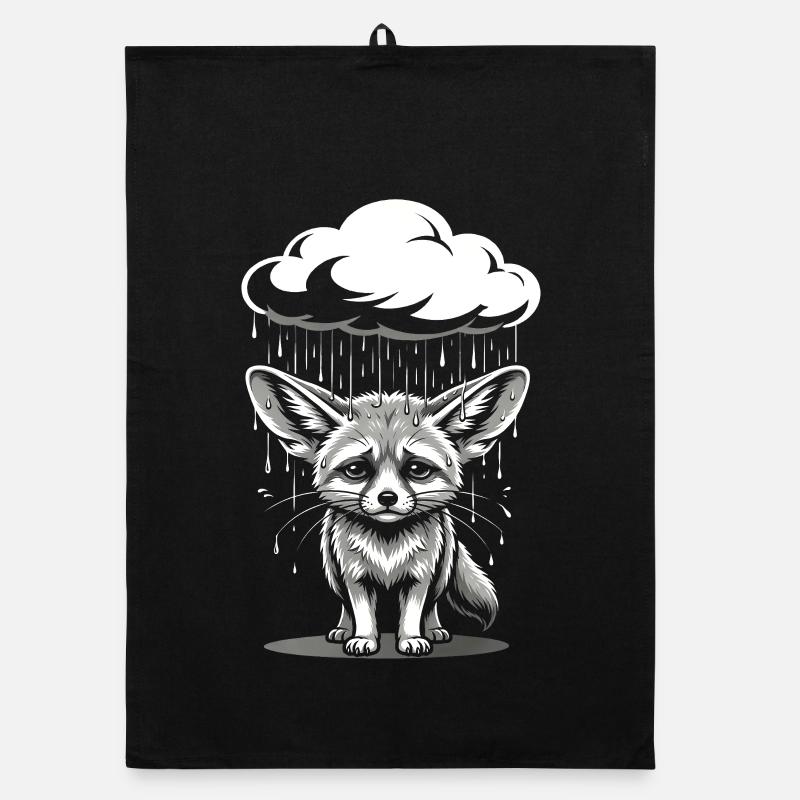 Fennec Desert Fox - Emotional Retro Motif Organic dish towel