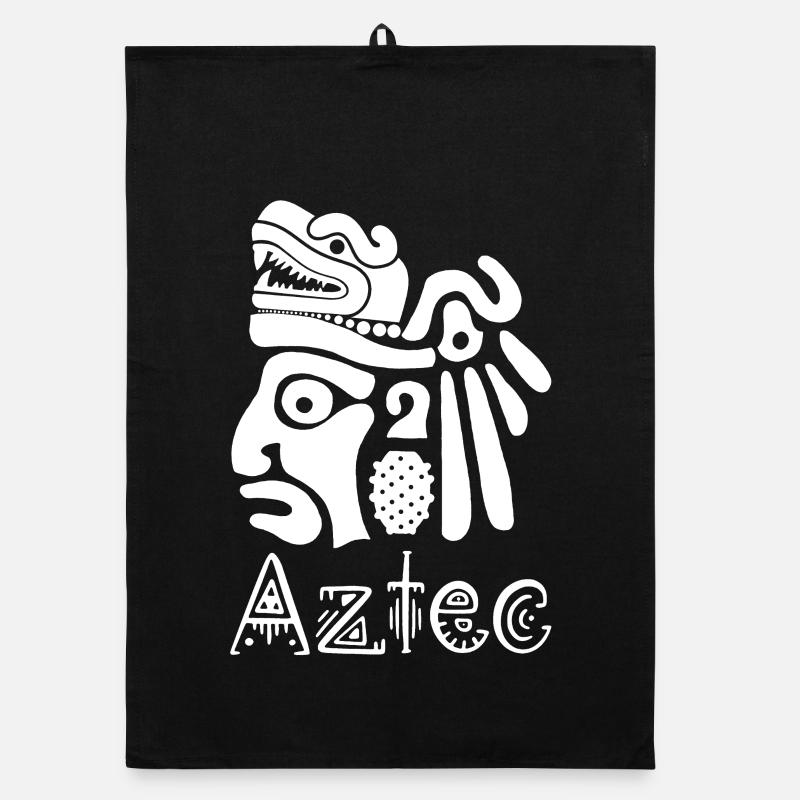 Guerrier aztèque (blanc) - Torchon bio - noir