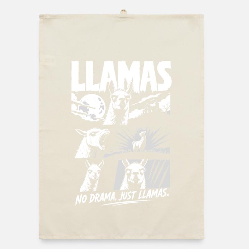 Llamas Horror Comic No Drama Art Organic dish towel