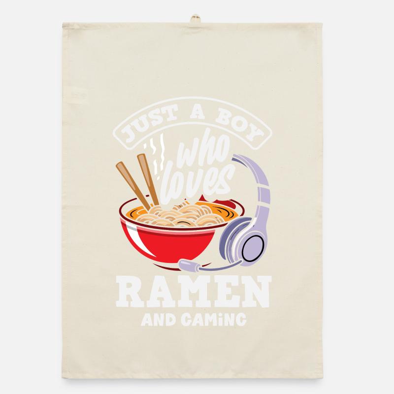 Junge Liebt Ramen Und Gaming Headset Organic Geschirrtuch
