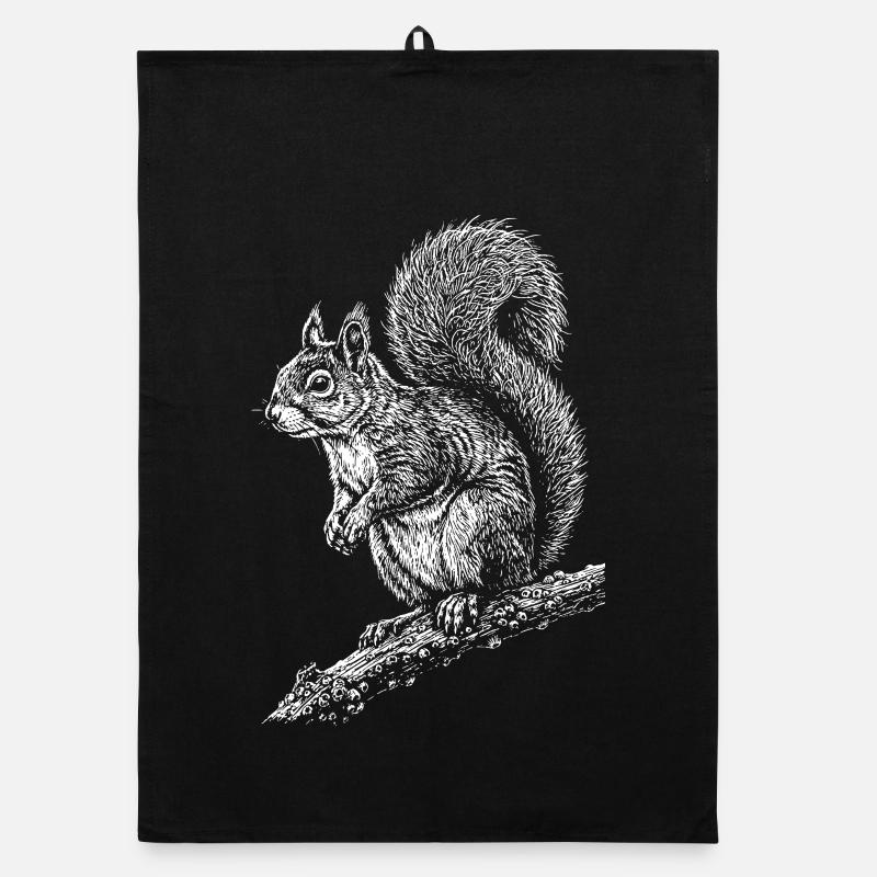 Silhouette d’écureuil sur une branche Torchon bio