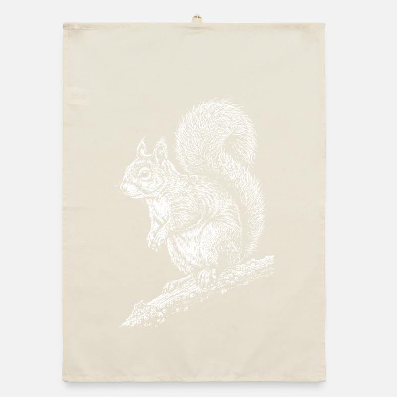 Squirrel Silhouette on Branch Organic dish towel