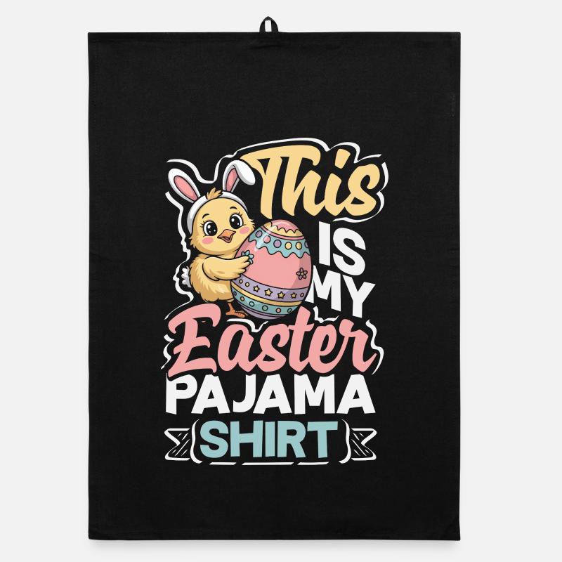 Joyeuse Pâques, douce chasse aux œufs du lapin, œufs de Pâques Torchon bio
