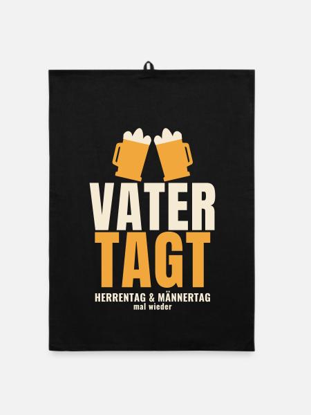 Vater Tagt Vatertag Herrentag Bier Spruch lustig - Organic Geschirrtuch - Schwarz - Vorne