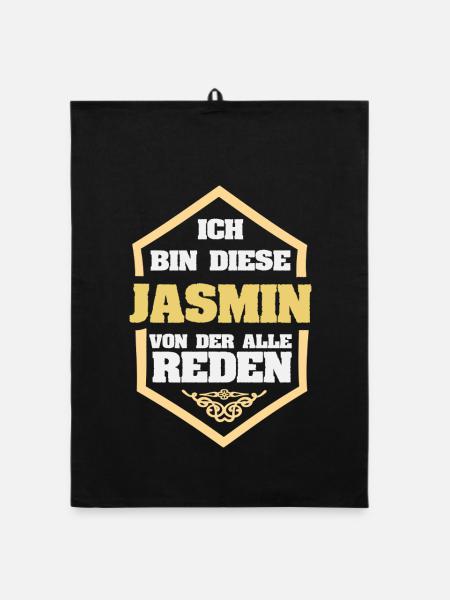 Spruch Jasmin - Organic Geschirrtuch - Schwarz - Vorne
