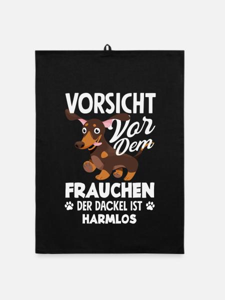 Dackel Frauchen Harmlos - Organic Geschirrtuch - Schwarz - Vorne