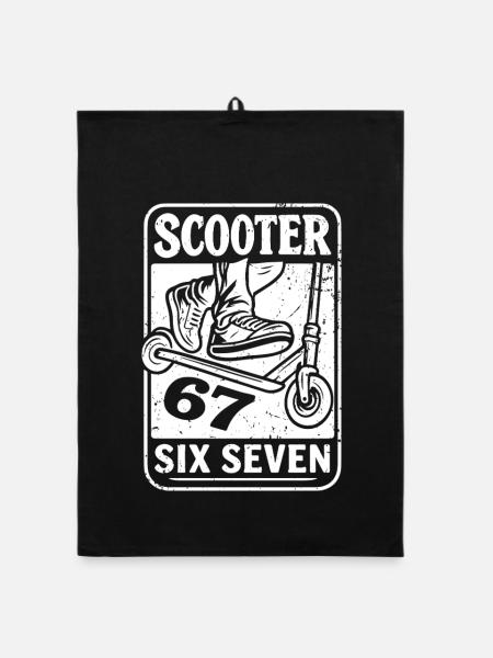  Backprint | Freestyle-Scooter Tretroller 67s - Organic Geschirrtuch - Schwarz - Vorne