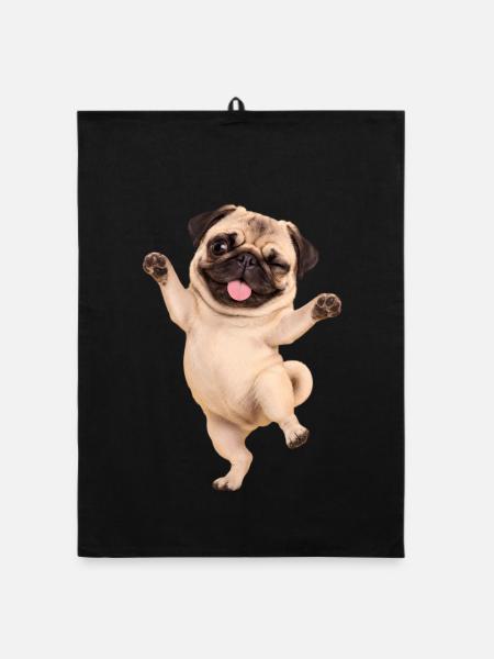 Mops Hund süßer Mops niedlicher Mops - Organic Geschirrtuch - Schwarz - Vorne