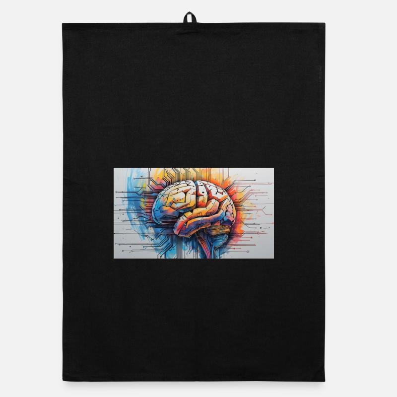 Artificial Brain Colored Circuit Organic dish towel