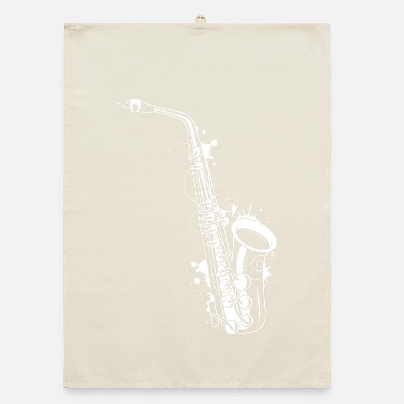white saxophone graffiti Organic dish towel
