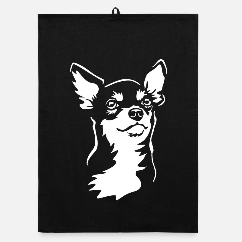 Tête de Chihuahua "Black Edition" Torchon bio