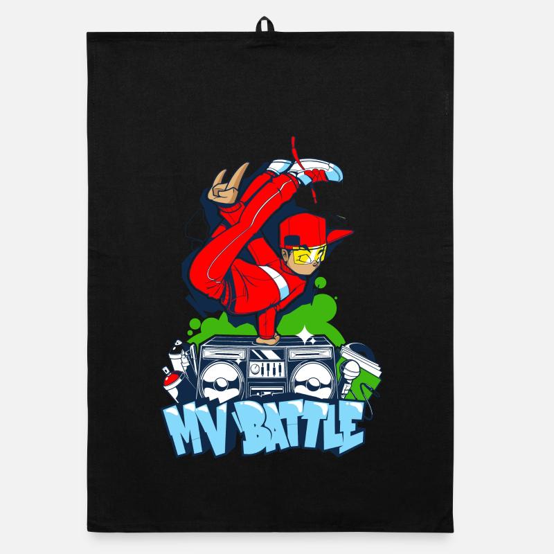 Breakdance B-Boy Streetdance Design Hip Hop Danse - Torchon bio - noir