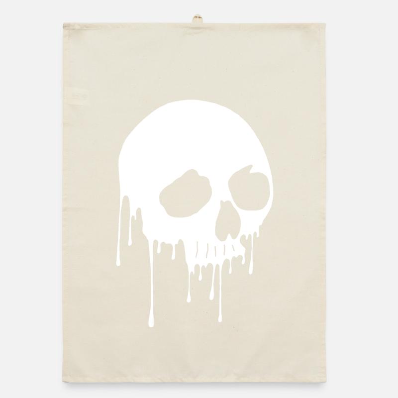 White skull and graffiti Organic dish towel