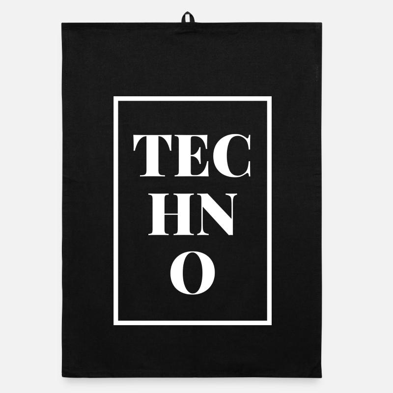 Techno square frame techno music EDM rave festival Organic dish towel