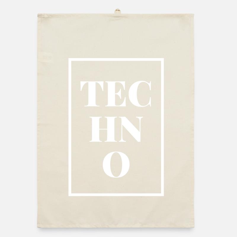 Techno square frame techno music EDM rave festival Organic dish towel
