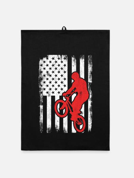 BMX USA Flagge - Organic Geschirrtuch - Schwarz - Vorne