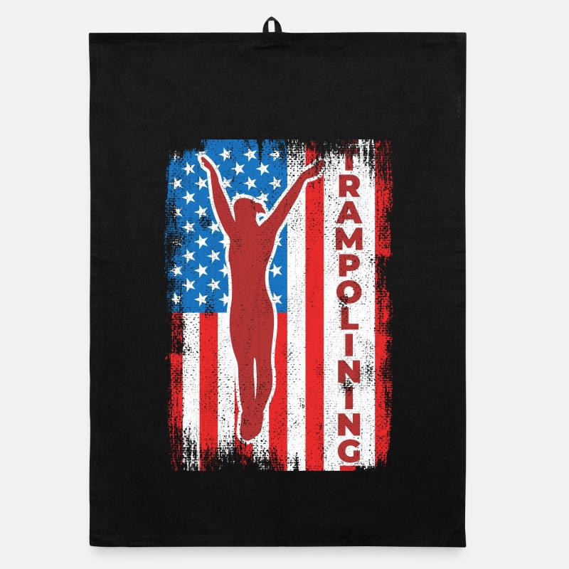 Trampoline jumping USA flag Organic dish towel