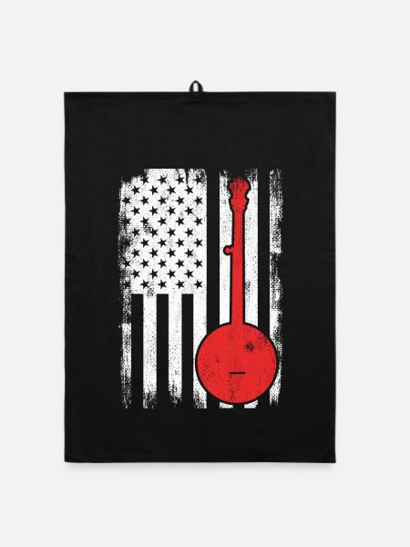 USA Patriotischer Banjospieler - Organic Geschirrtuch - Schwarz - Vorne