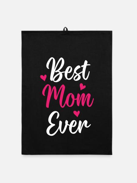 Best Mom Ever - Organic dish towel - black - Front