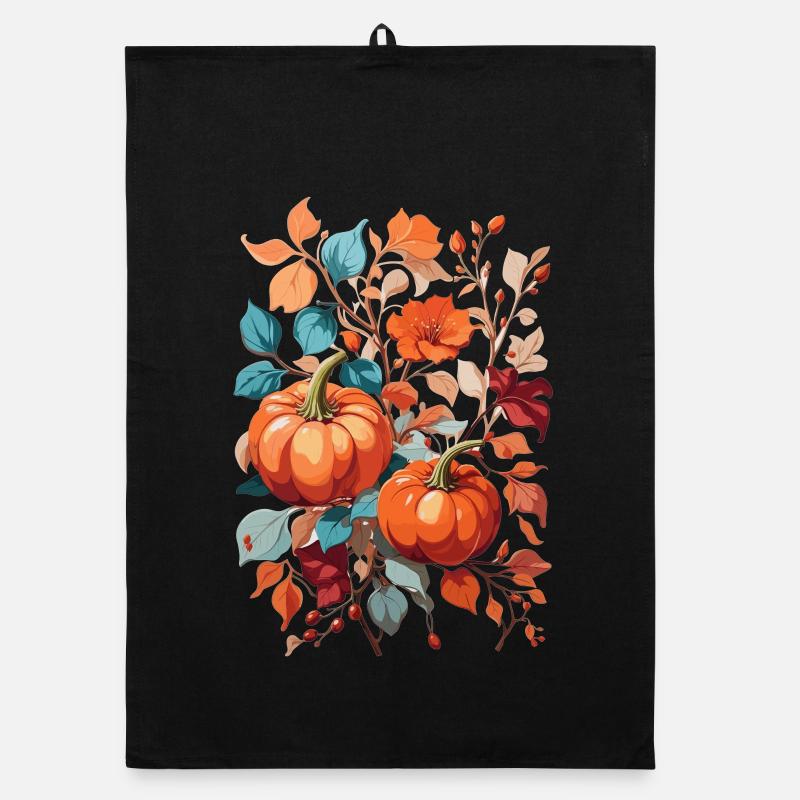 Citrouille avec feuilles Torchon bio