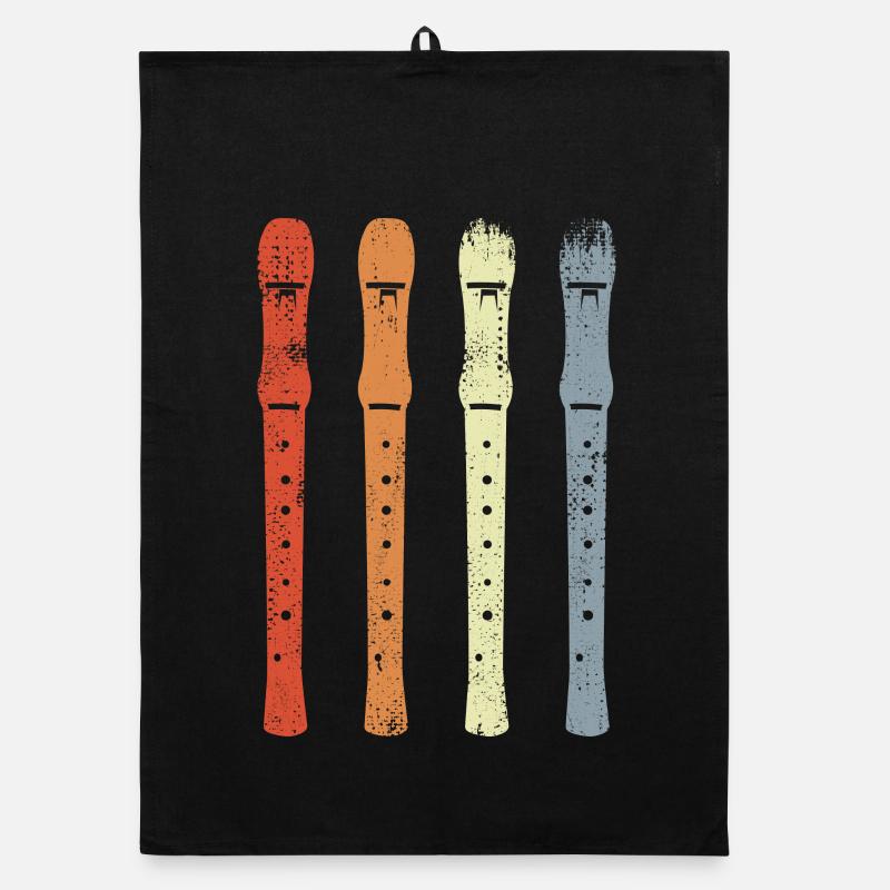 Vintage Flute Sketch Organic dish towel