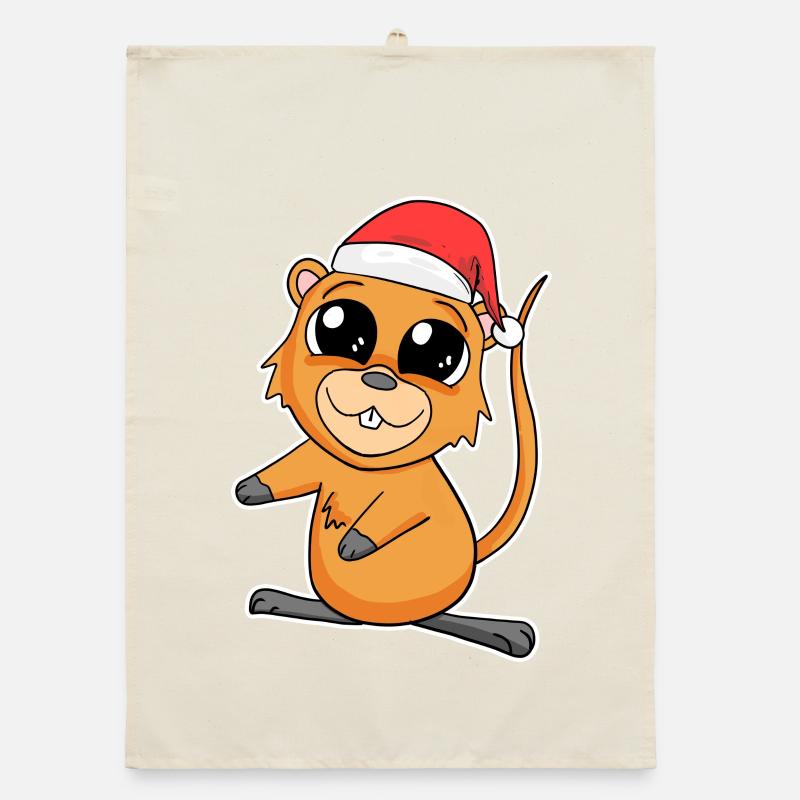 Guinea Pig Christmas Organic dish towel