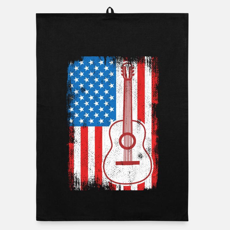 U.S. Flag Guitarist Organic dish towel