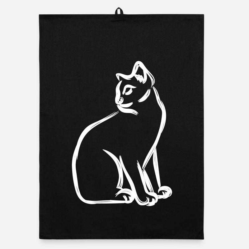Cat Drawing Organic dish towel