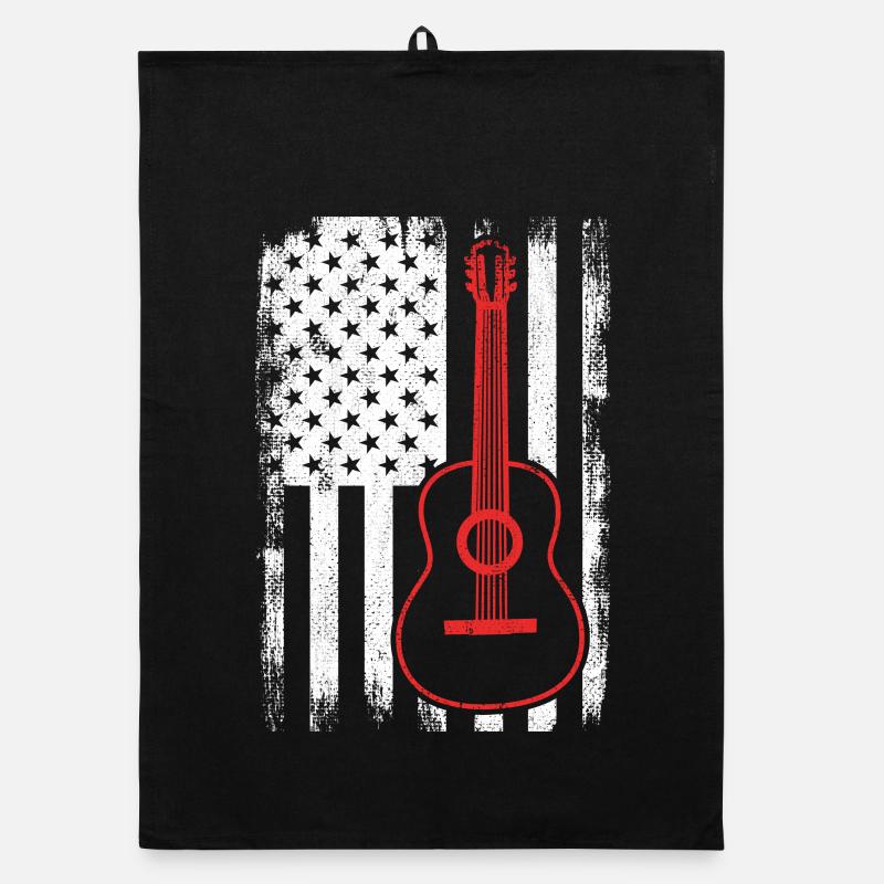 4. Juli Gitarre USA - Organic Geschirrtuch - Schwarz