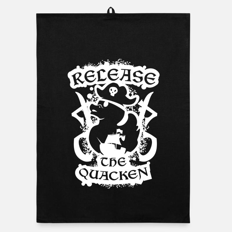 Lass die Quack Funny Pirate Duck frei - Organic Geschirrtuch - Schwarz