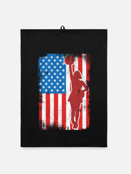USA Patriotic Cheerleader - Organic dish towel - black - Front