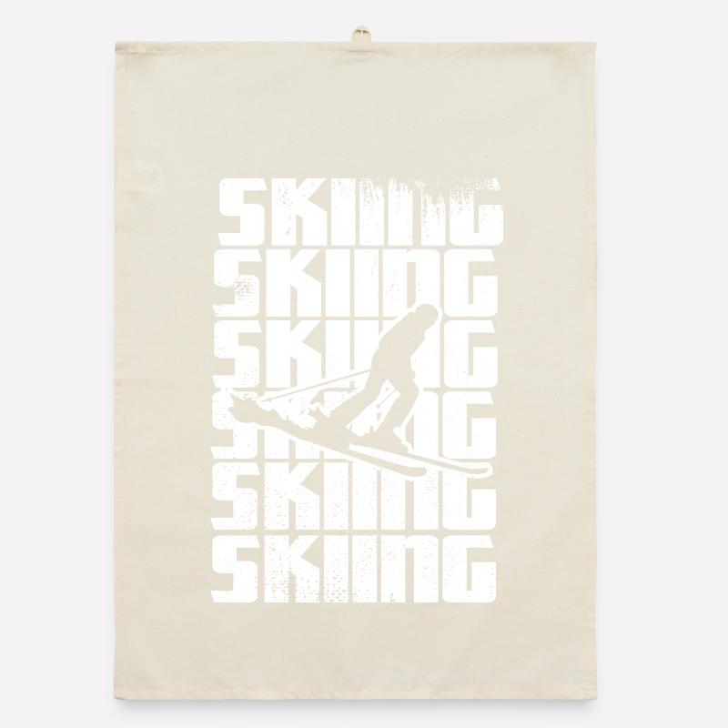 Funny skier Organic dish towel