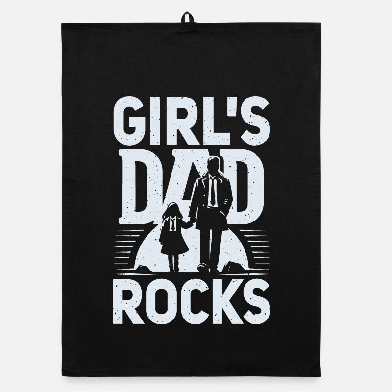 filles papa rocks silhouette design Torchon bio