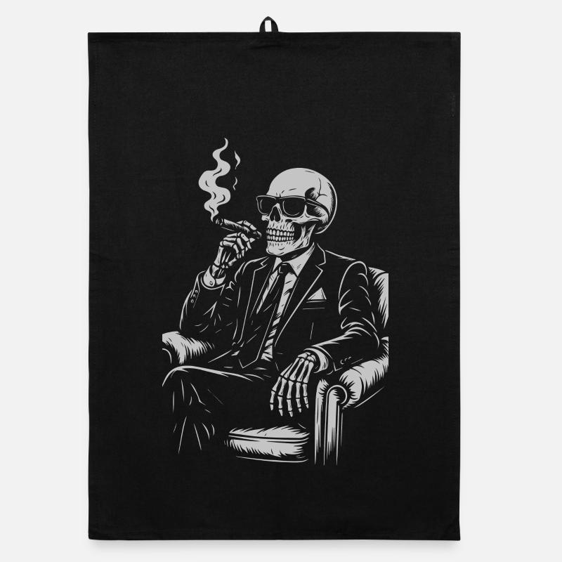 Noir Squelette en costume smoking Torchon bio
