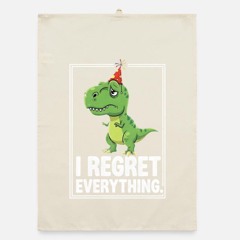 Dino Party Hat I Regret Everything Organic dish towel