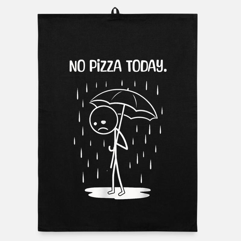 Lustiges Heute leider kein PIzza - Organic Geschirrtuch - Schwarz