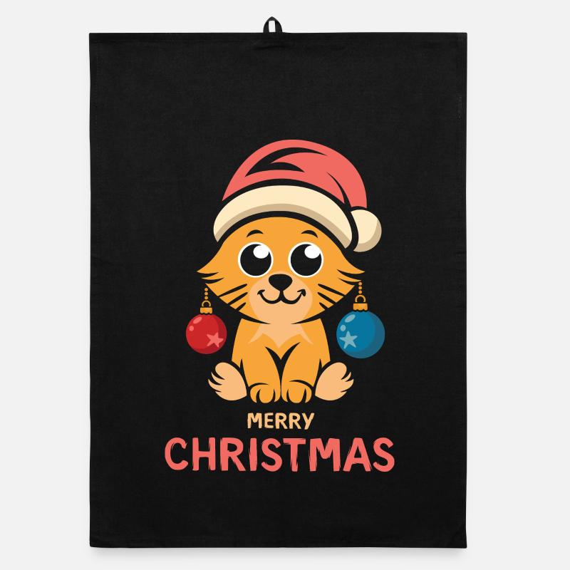 Chat de Noël Joyeux Noël Torchon bio