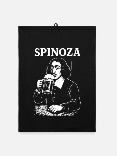 Spinoza Bier Philosoph - Organic Geschirrtuch - Schwarz - Vorne