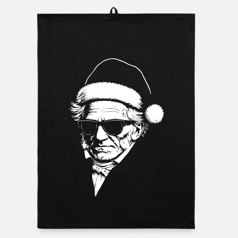 Santa Schopenhauer Noir Portrait mit Sonnenbrille Organic Geschirrtuch