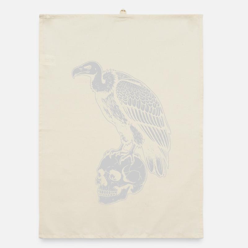 Vautour assis sur le crâne Torchon bio
