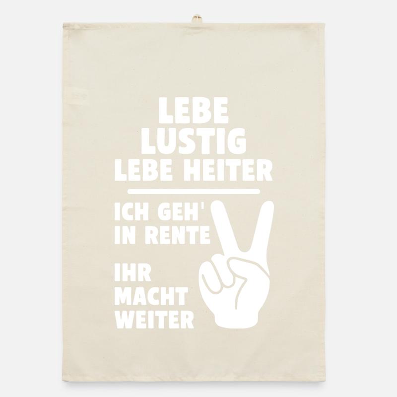 Funny pension message with peace sign Organic dish towel